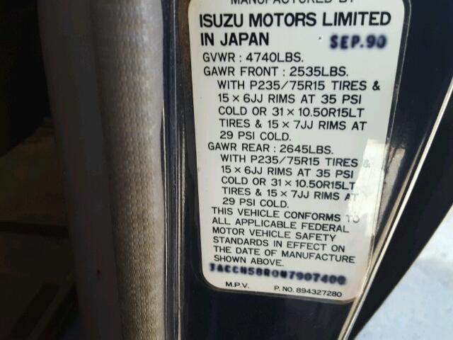 JACCH58R0M7907400 - 1991 ISUZU TROOPER BLUE photo 10