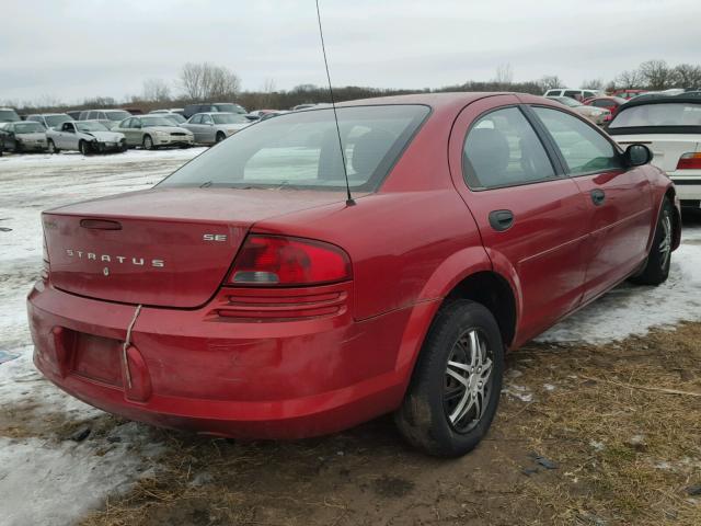 1B3EL36XX4N194999 - 2004 DODGE STRATUS SE MAROON photo 4