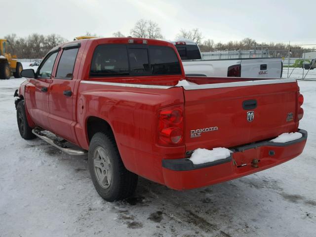 1D7HW48P97S199998 - 2007 DODGE DAKOTA QUA RED photo 3