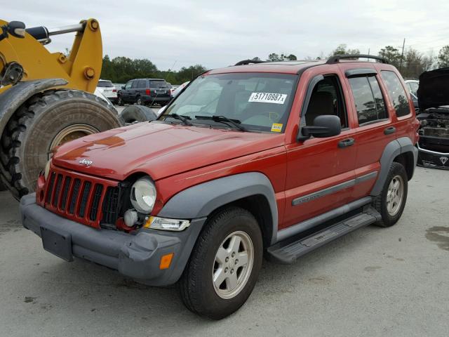 1J4GK48K57W711801 - 2007 JEEP LIBERTY SP MAROON photo 2