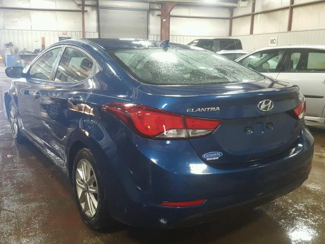 KMHDH4AEXEU152715 - 2014 HYUNDAI ELANTRA SE BLUE photo 3