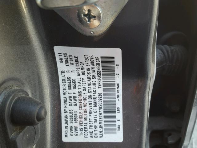 JHMZE2H77BS009936 - 2011 HONDA INSIGHT EX GRAY photo 10