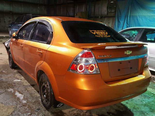 KL1TD566X7B128603 - 2007 CHEVROLET AVEO BASE ORANGE photo 3