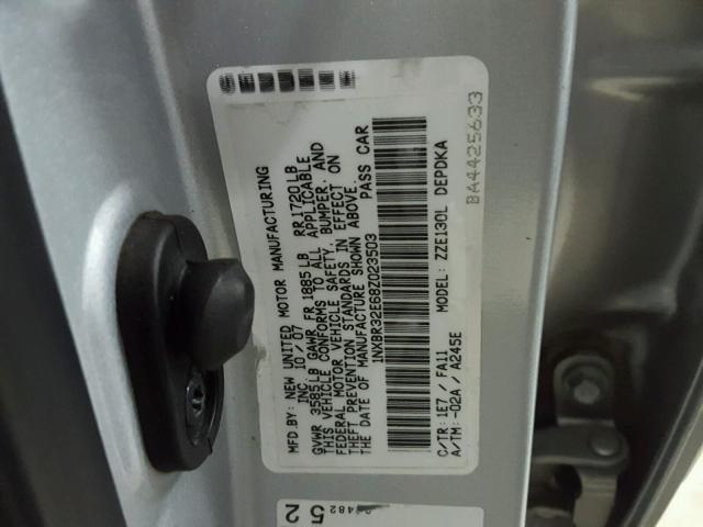 1NXBR32E68Z023503 - 2008 TOYOTA COROLLA CE SILVER photo 10