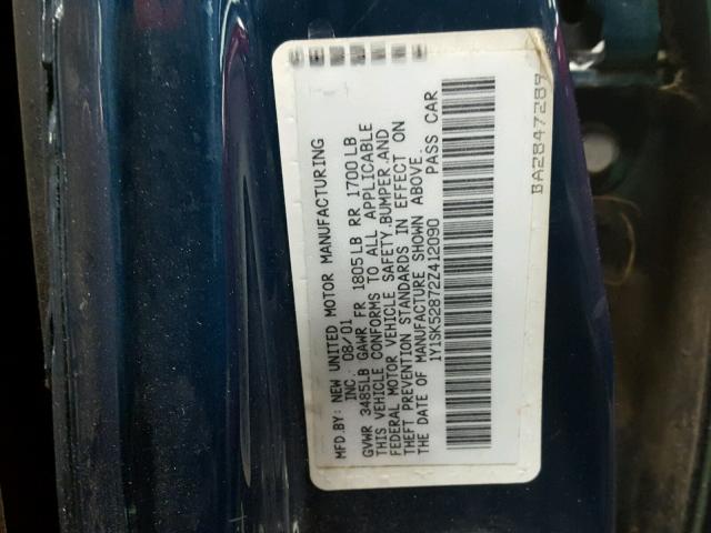 1Y1SK52872Z412090 - 2002 CHEVROLET GEO PRIZM 蓝色 照片 10