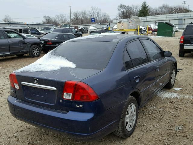 2HGES166X3H536005 - 2003 HONDA CIVIC LX BLUE photo 4