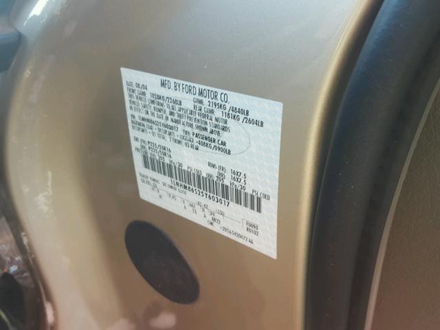 1LNHM86S25Y603017 - 2005 LINCOLN LS 棕色 照片 10