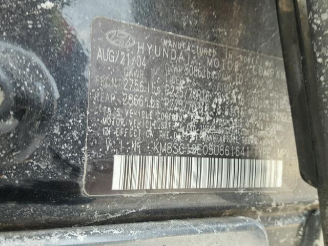 KM8SC13E05U861641 - 2005 HYUNDAI SANTA FE G BLACK photo 10