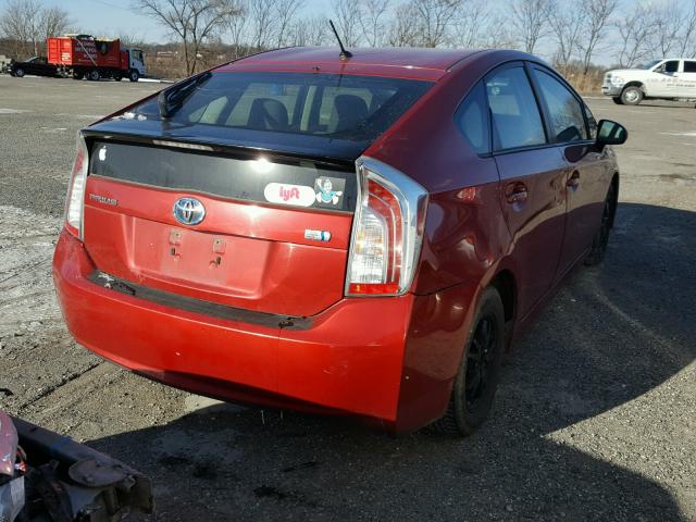 JTDKN3DU5C5445947 - 2012 TOYOTA PRIUS RED photo 4