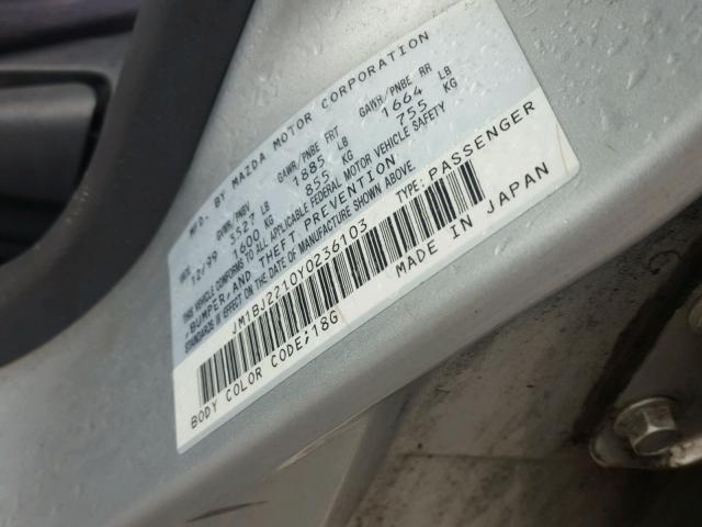 JM1BJ2210Y0236103 - 2000 MAZDA PROTEGE ES 银色 照片 10