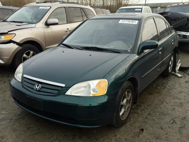 1HGES26772L016781 - 2002 HONDA CIVIC EX მწვანე ფოტო 2