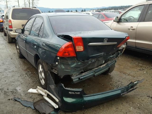 1HGES26772L016781 - 2002 HONDA CIVIC EX მწვანე ფოტო 3