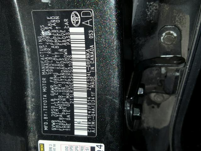 2T1LR30E55C501026 - 2005 TOYOTA COROLLA MA GRAY photo 10