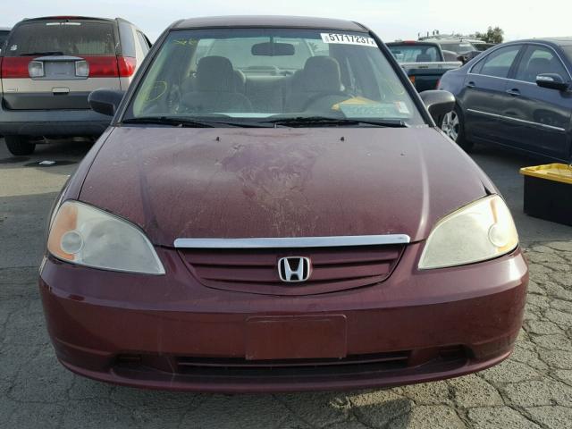 2HGES16532H573953 - 2002 HONDA CIVIC LX PURPLE photo 9