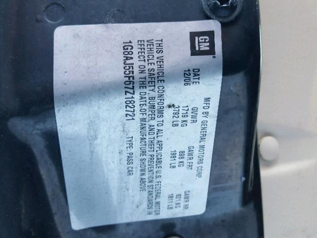 1G8AJ55F67Z182721 - 2007 SATURN ION LEVEL RED photo 10