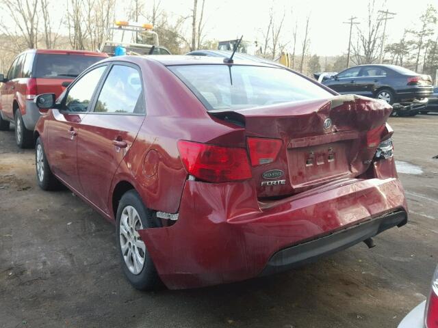 KNAFU4A25A5848320 - 2010 KIA FORTE EX BURGUNDY photo 3