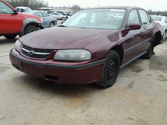 2G1WF55E129208626 - 2002 CHEVROLET IMPALA BURGUNDY photo 2