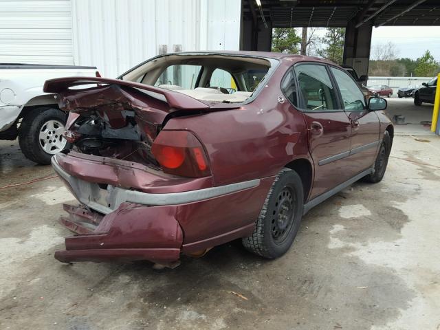 2G1WF55E129208626 - 2002 CHEVROLET IMPALA BURGUNDY photo 4