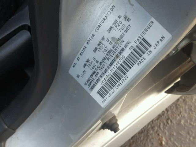 JM1BJ245721552700 - 2002 MAZDA PROTEGE PR SILVER photo 10