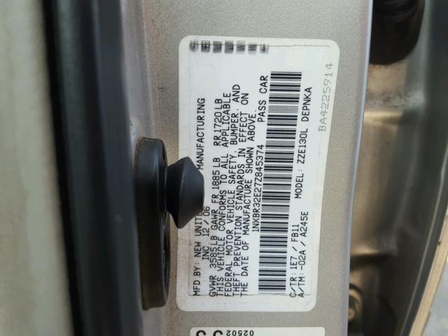 1NXBR32E27Z845374 - 2007 TOYOTA COROLLA CE SILVER photo 10