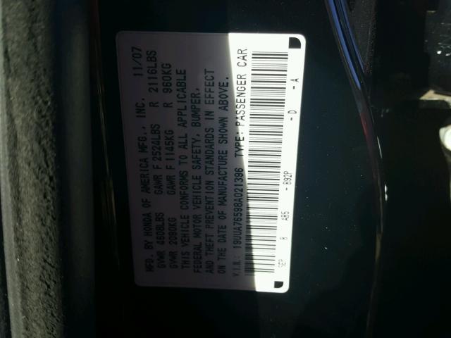 19UUA76598A021396 - 2008 ACURA TL TYPE S BLACK photo 10