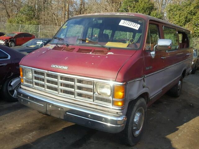 2B5WB35Z8MK462350 - 1991 DODGE RAM WAGON BURGUNDY photo 2