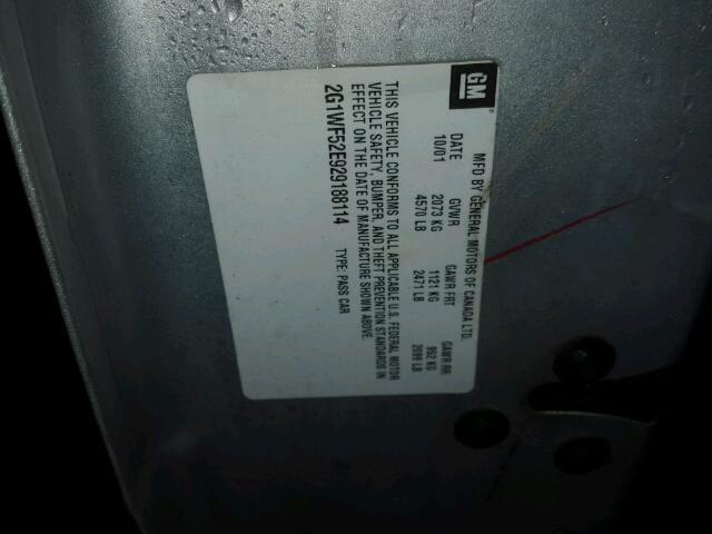 2G1WF52E929188114 - 2002 CHEVROLET IMPALA 银色 照片 10