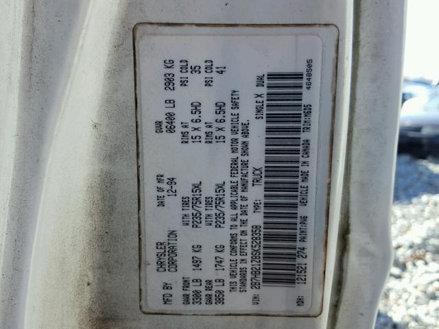 2B7HB21Z8SK528358 - 1995 DODGE RAM VAN B2 WHITE photo 10