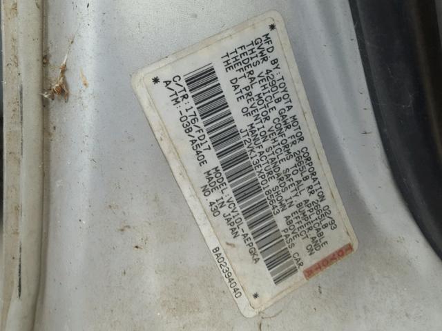 JT2VK13EXP0185643 - 1993 TOYOTA CAMRY XLE SILVER photo 10