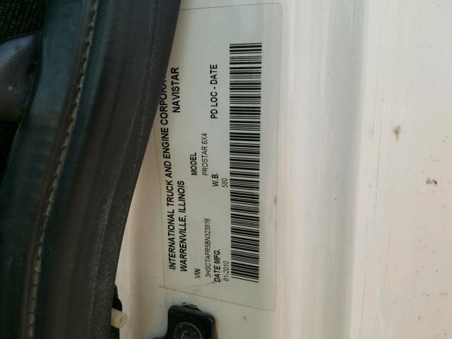 3HSCTAPR5BN323816 - 2011 INTERNATIONAL PROSTAR WHITE photo 10
