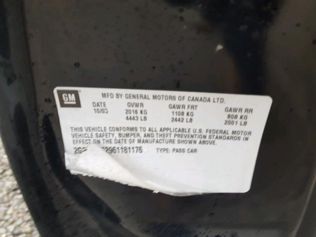 2G2WP552961181176 - 2006 PONTIAC GRAND PRIX Սև լուսանկար 10