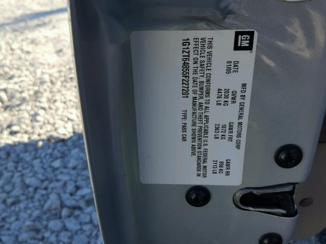 1G1ZT64855F227201 - 2005 CHEVROLET MALIBU MAX 银色 照片 10