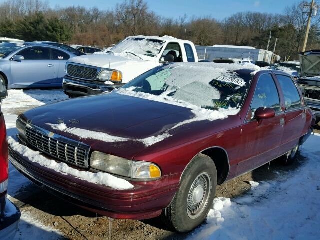 1G1BN53E8MW168818 - 1991 CHEVROLET CAPRICE CL BURGUNDY photo 2