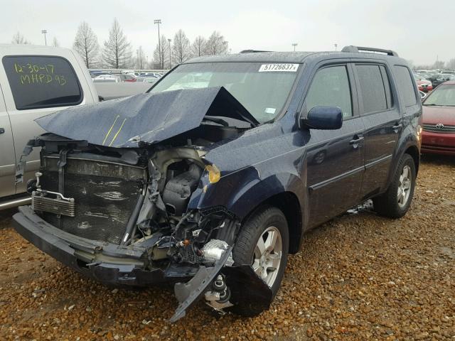 5FNYF4H53BB106388 - 2011 HONDA PILOT EXL BLUE photo 2