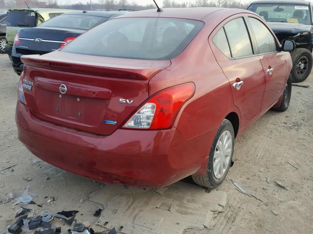 3N1CN7AP5DL848390 - 2013 NISSAN VERSA S RED photo 4