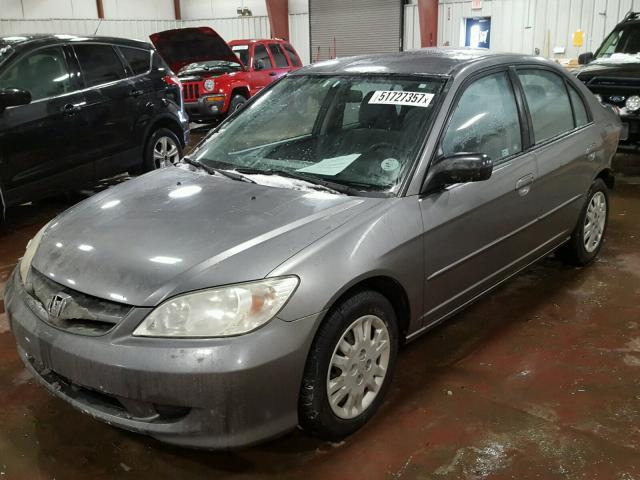 2HGES15534H517743 - 2004 HONDA CIVIC LX GRAY photo 2