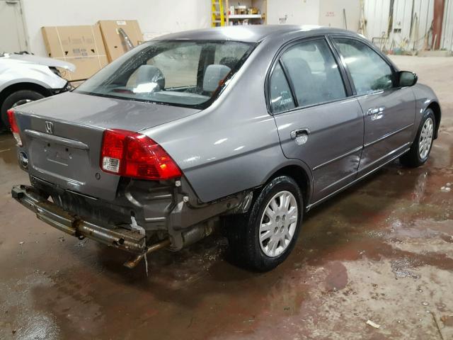 2HGES15534H517743 - 2004 HONDA CIVIC LX GRAY photo 4