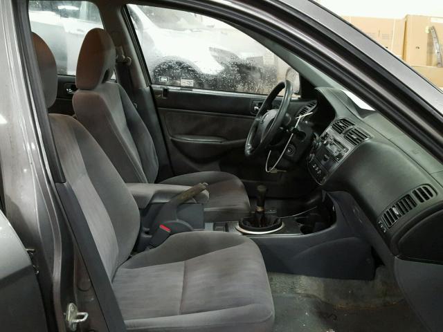 2HGES15534H517743 - 2004 HONDA CIVIC LX GRAY photo 5