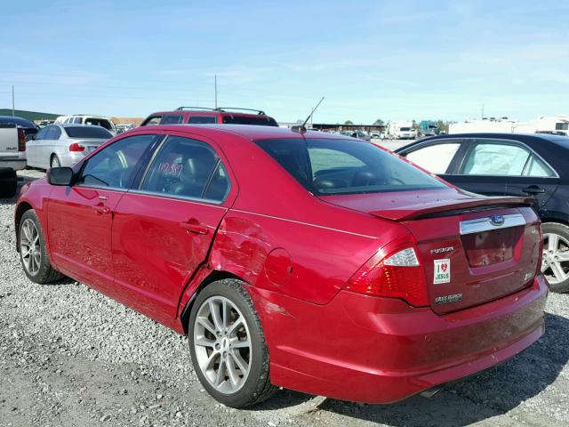 3FAHP0JG1AR123243 - 2010 FORD FUSION SEL RED photo 3