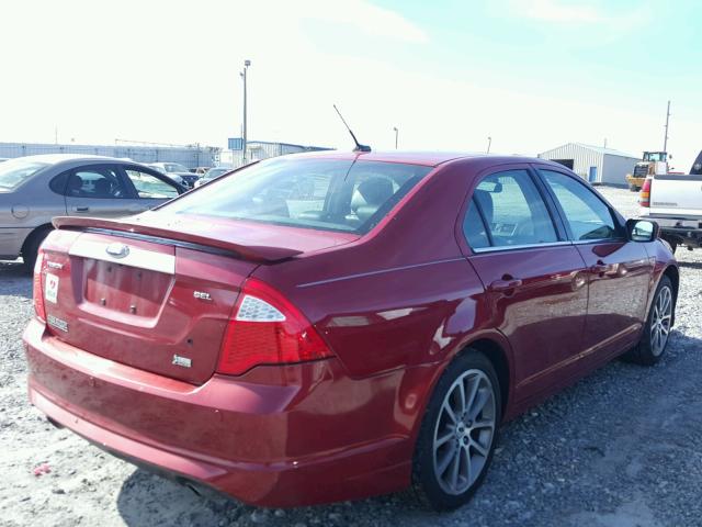 3FAHP0JG1AR123243 - 2010 FORD FUSION SEL RED photo 4