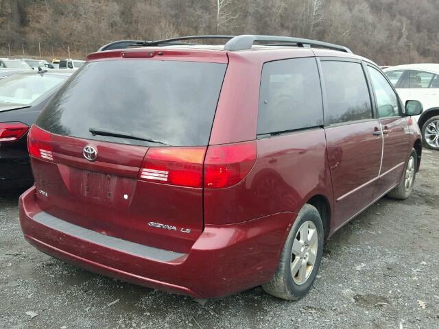 5TDZA23C84S204229 - 2004 TOYOTA SIENNA CE BURGUNDY photo 4