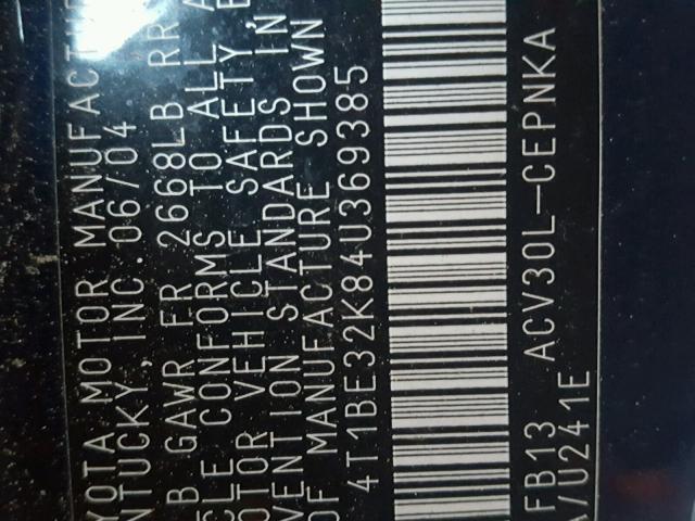 4T1BE32K84U369385 - 2004 TOYOTA CAMRY LE ლურჯი ფოტო 10