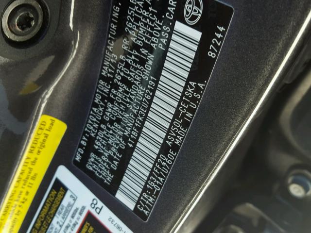 4T1BF1FK3EU762191 - 2014 TOYOTA CAMRY L GRAY photo 10