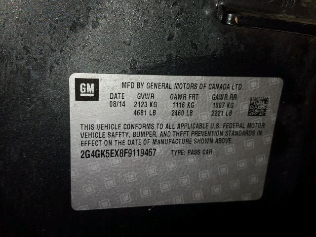 2G4GK5EX8F9119467 - 2015 BUICK REGAL CHARCOAL photo 10