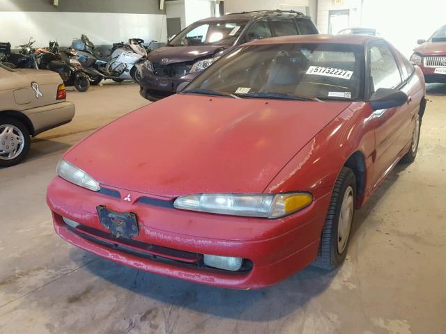 4A3CF44B0PE039096 - 1993 MITSUBISHI ECLIPSE GS RED photo 2