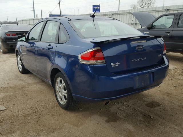 1FAHP35N08W266346 - 2008 FORD FOCUS SE BLUE photo 3