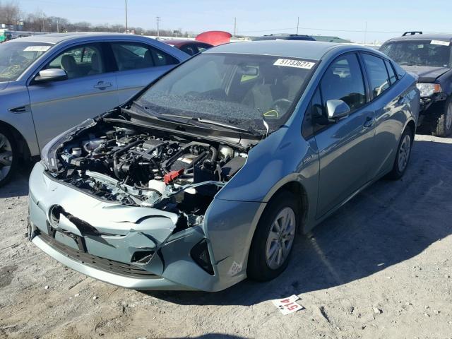 JTDKBRFU2G3022009 - 2016 TOYOTA PRIUS BLUE photo 2