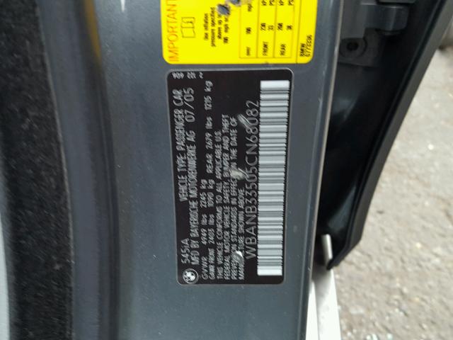 WBANB33505CN68082 - 2005 BMW 545 I GRAY photo 10