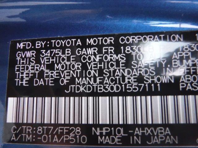 JTDKDTB30D1557111 - 2013 TOYOTA PRIUS C BLUE photo 10