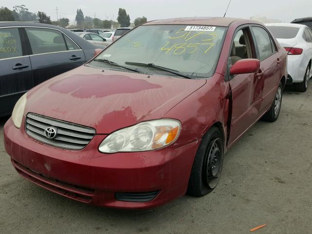 JTDBR38E132005197 - 2003 TOYOTA COROLLA CE RED photo 2